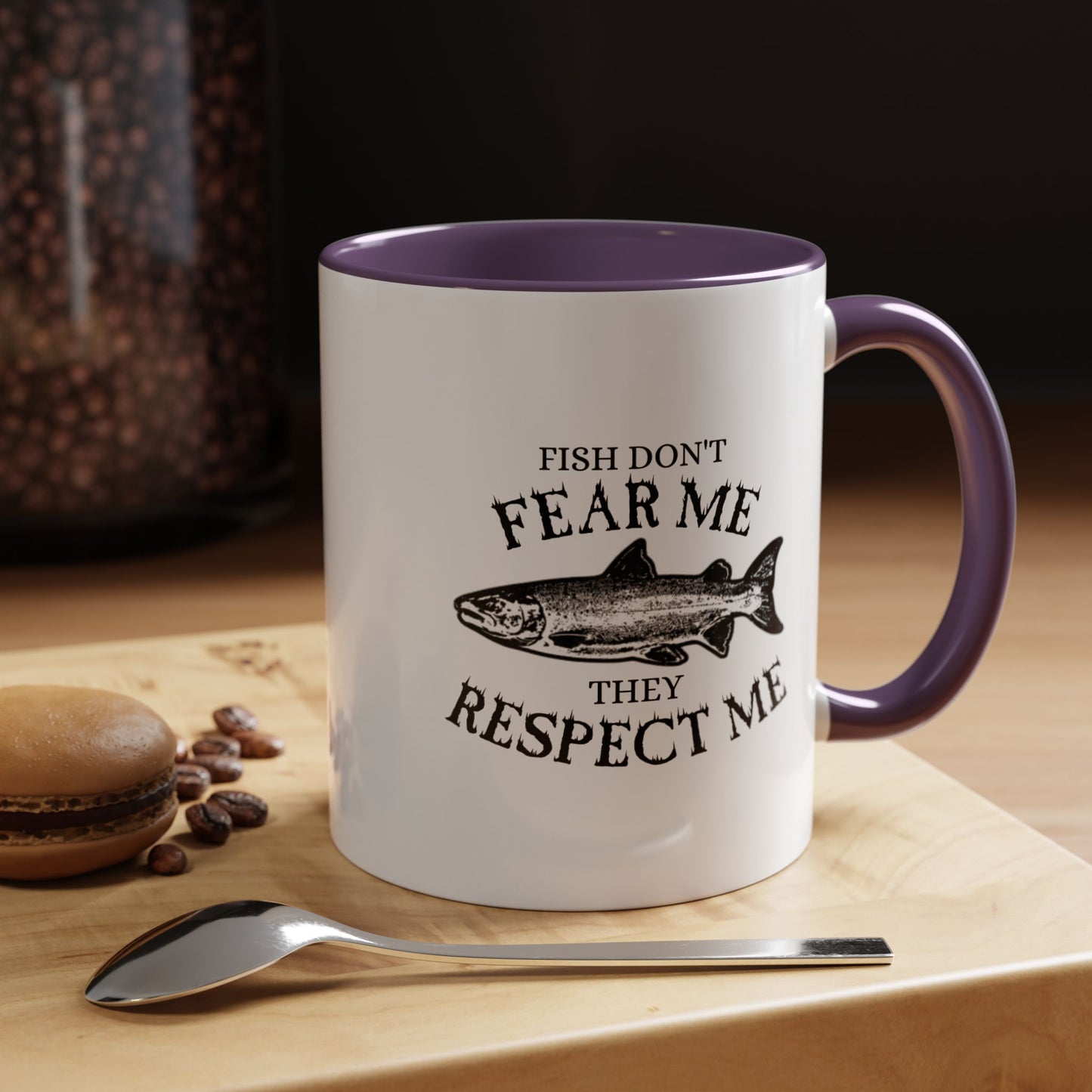 Fish Don't Fear Me, They Respect Me Coffee Mug — Fishing Humor Accent Mug