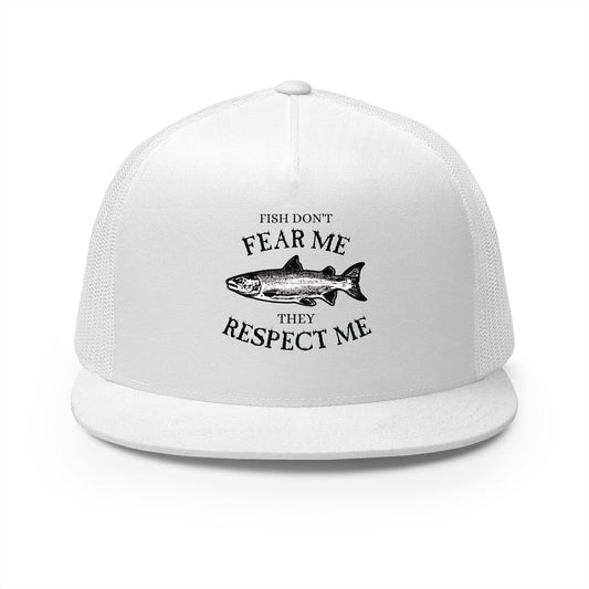 Fishing Trucker Hat — "Fish Don't Fear Me, They Respect Me" Mesh Cap