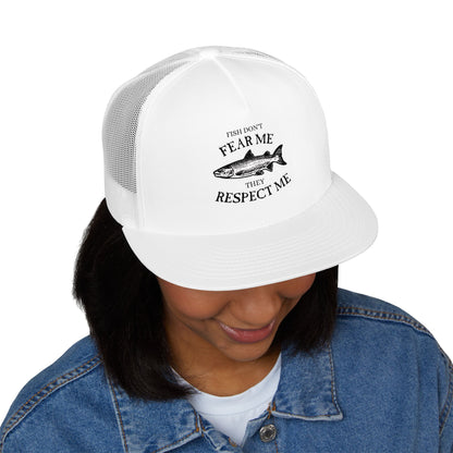 Fishing Trucker Hat — "Fish Don't Fear Me, They Respect Me" Mesh Cap