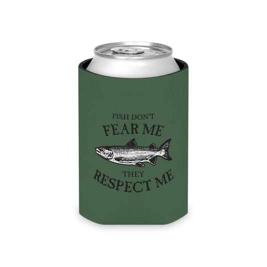 Fishing Can Cooler – "Fish Don't Fear Me, They Respect Me" Insulated Koozie