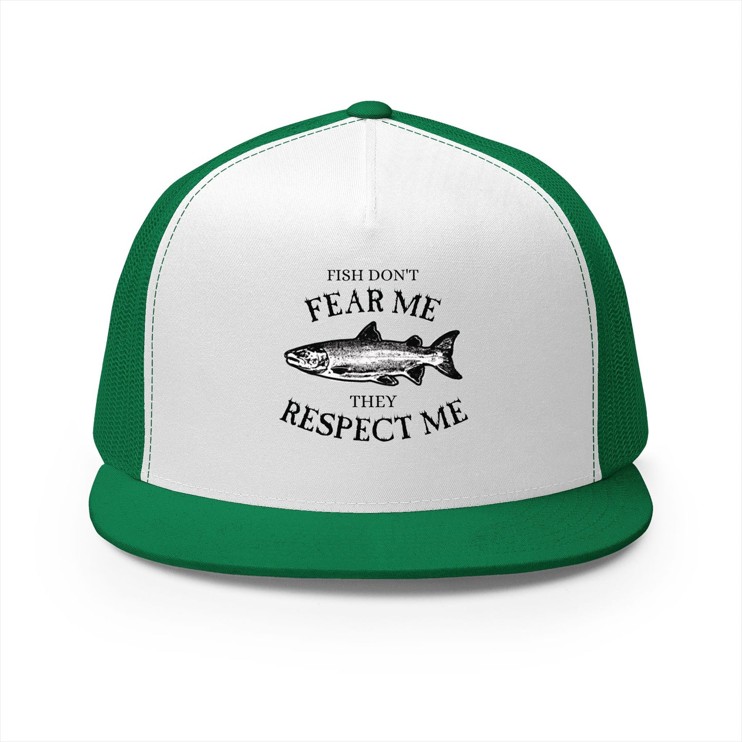 Fishing Trucker Hat — "Fish Don't Fear Me, They Respect Me" Mesh Cap
