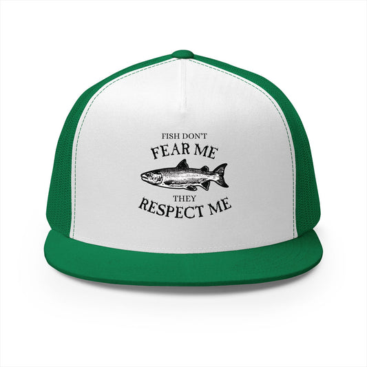 Fishing Trucker Hat — "Fish Don't Fear Me, They Respect Me" Mesh Cap