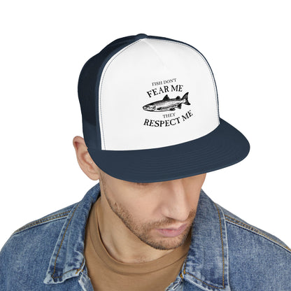 Fishing Trucker Hat — "Fish Don't Fear Me, They Respect Me" Mesh Cap