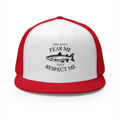 Fishing Trucker Hat — "Fish Don't Fear Me, They Respect Me" Mesh Cap