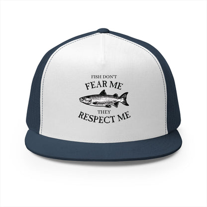 Fishing Trucker Hat — "Fish Don't Fear Me, They Respect Me" Mesh Cap